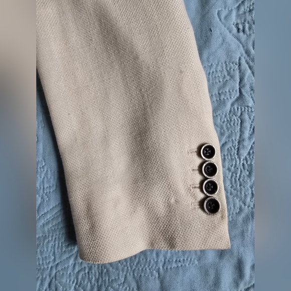 Peserico Men's Elegant Cream Wool/Silk/Linen Double Breasted Blazer - Picture 6 of 11